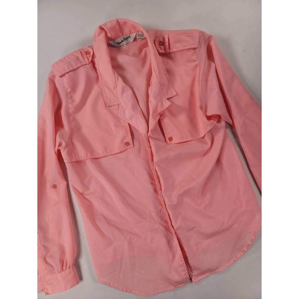 Vintage Diane Von Furstenberg Pink Button Front Utility Safari Shirt 14